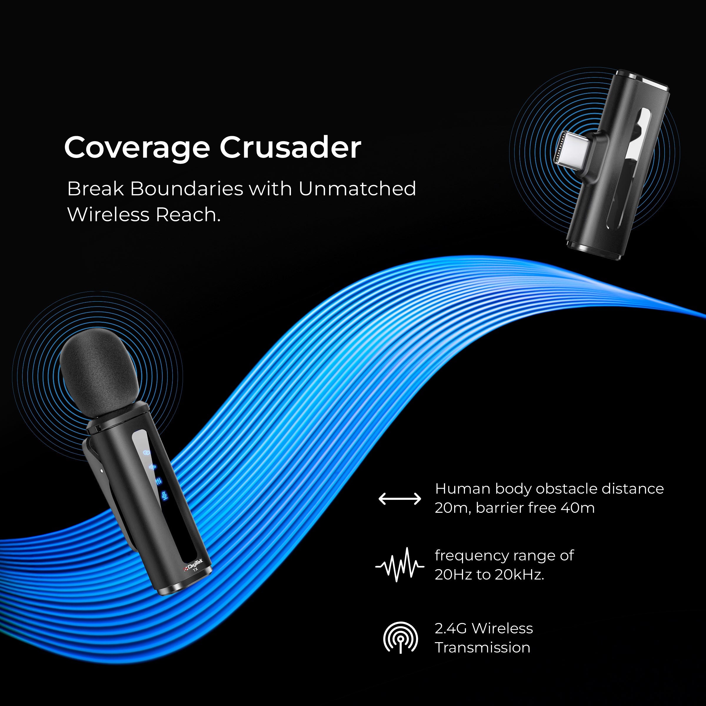Digitek (DWM-114) 2-in-1 Wireless Microphone