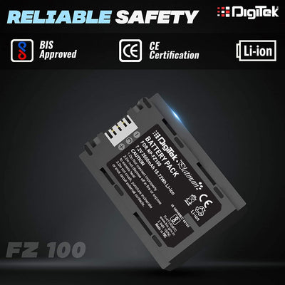 Digitek (FZ-100) Platinum FZ-100 2600 mAh Secondary Rechargeable Lithium-ion Battery for Sony Digital Camera, Compatibility - for Alpha a9 II, Alpha a9, Alpha a7R IV, Alpha a7R III, Alpha a7 III, Alpha a6600 - Digitek