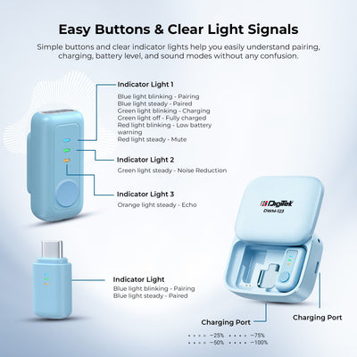 Digitek (DWM 123) 2-in-1 Wireless Microphone (Blue)