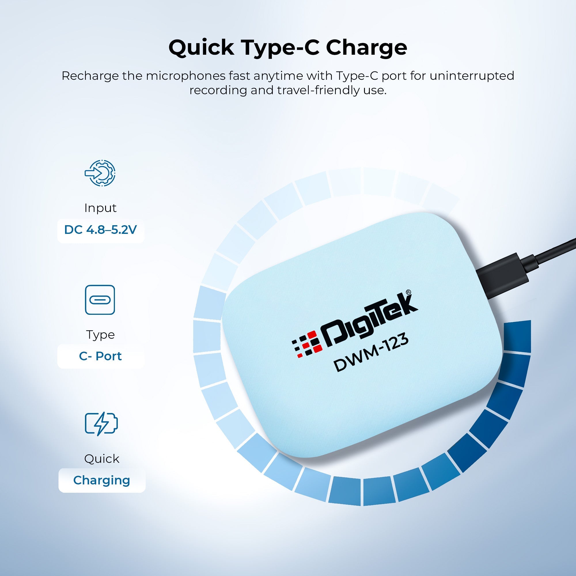 Digitek (DWM 123) 2-in-1 Wireless Microphone (Blue)