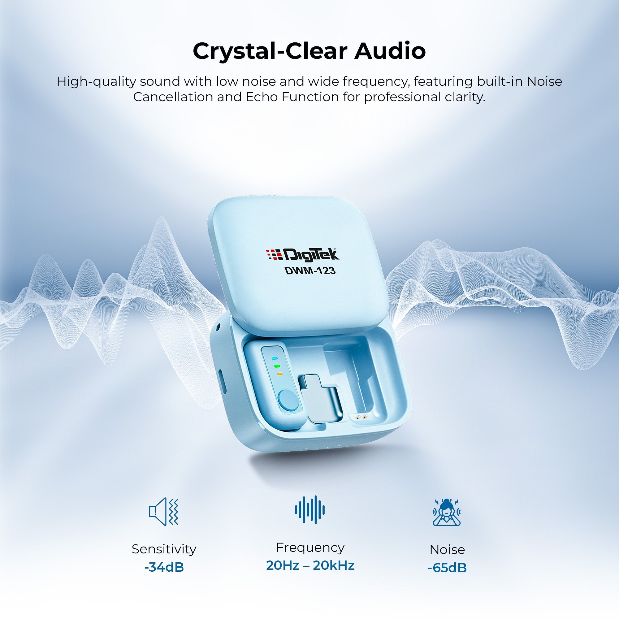 Digitek (DWM 123) 2-in-1 Wireless Microphone (Blue)